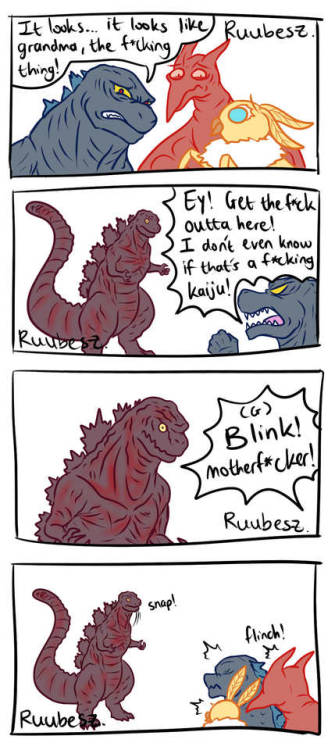 ruubesz-draws: How would Godzilla (2019) react to Shin Godzilla? I am terrified of Shin but also fee