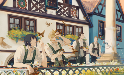 FFXV Fanbook &lt;Journey&gt; Chocobro travel postcards 1st stop GERMANY (Oktoberfest) &