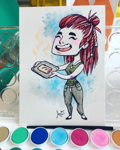 hydrajen:I drew my roomie/BFF @drawingoddities today at lunch for the #WaterColorWarriors theme, whi