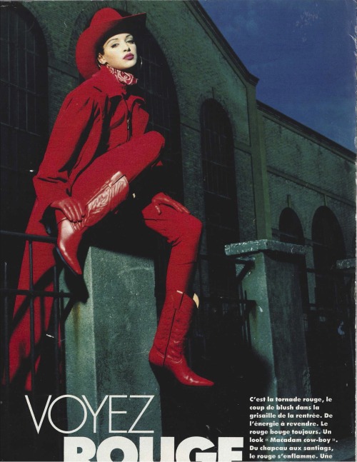 &ldquo;Voyez Rouge&rdquo; Elle France - October 1992Photographer: Andre RauModel: Patricia Hartmann