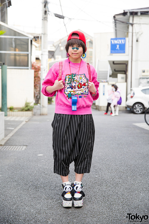 Japanese high school student Matsu wearing a fun outfit - featuring handmade and resale items - on t