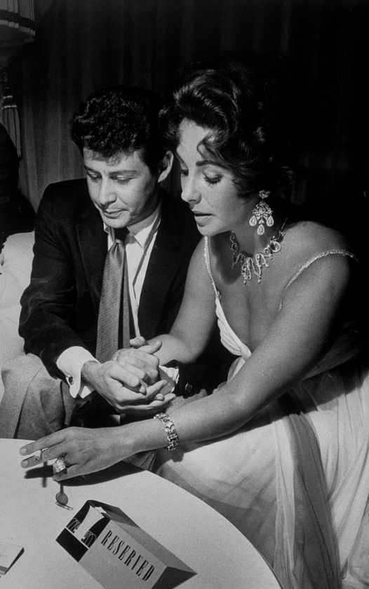 Elizabeth Taylor pictured with Eddie Fisher on his opening night at the Tropicana in Las Vegas