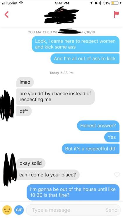 tinderventure:  When respect just isn’t good enough