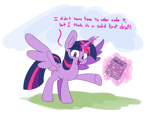 tangerineblasttheintern:  heirofrickdraws:   twilightsparklesharem:  asksolarflair:   prokopetz: The most implausible thing about My Little Pony: Friendship Is Magic isn’t the magic talking horses, it’s the notion that a graduate student, a professional