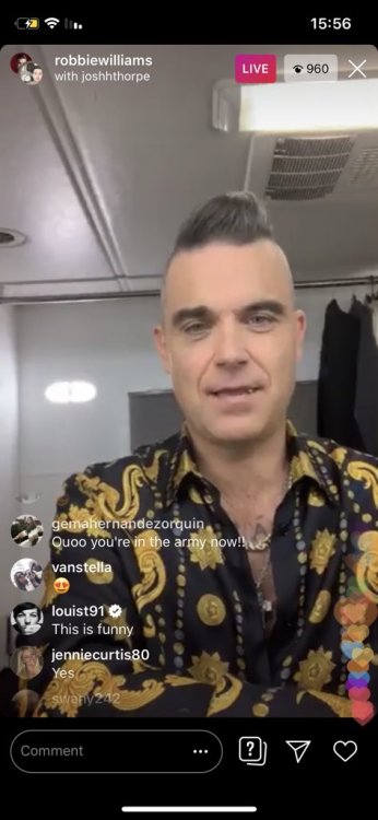 Louis commented on Robbie Williams’ IG livestream - 08/11