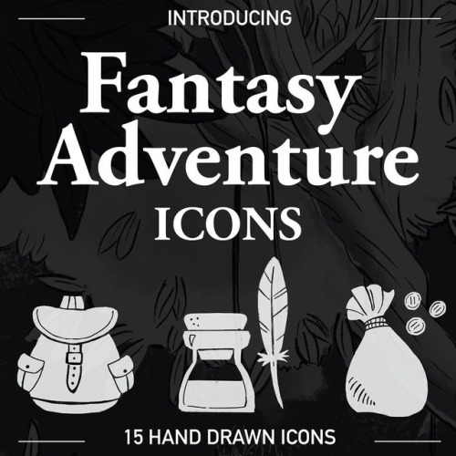 I created a set of Icons for things that I thought are essential to a Fanatasy Adventure. The set ha