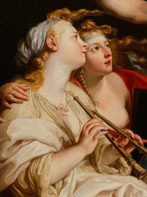 jaded-mandarin:Apollo and two Muses - Pompeo Batoni. Detail.