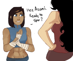 yakfrost:  korra is a lucky gal just a little something i did  to practice poses!!  pls help me || commissions   &lt;3 &lt;3 &lt;3 &lt;3