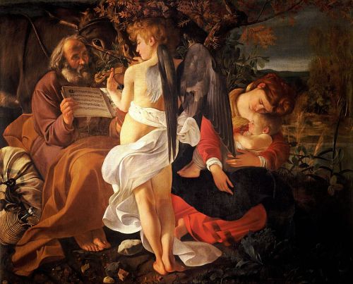 caravaggista:  Caravaggio tells Mary’s story: The Annunciation (c. 1608-10); The Adoration of the Shepherds (1609); The Adoration with St. Francis and St. Lawrence (1609);The Rest on the Flight into Egypt (1597); Madonna and Child with Saint