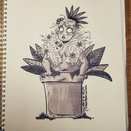 Inktober day 6 - a husky plant girl! . . . . #inktober #inktober2019 #monstergirl #plantgirl #plant 