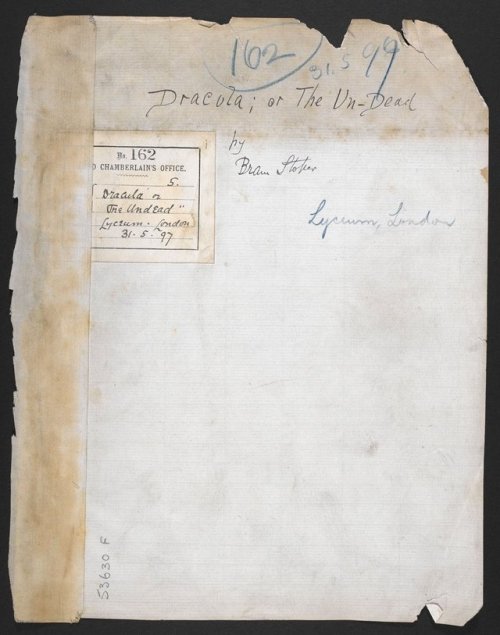 wrappedallinwoe:Manuscript of Bram Stoker’s Dracula playscript, from 1897.