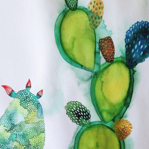 milledorge: Cactus painting in progress Instagram - Facebook - Portfolio artist: