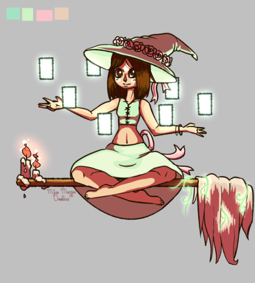 I made a witchsona~Her schtick is tarot cards and plants. I tried something new with my style, not t