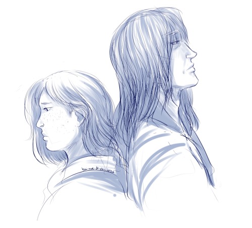 a year-end sketch of the heroine and villain (and main couple) of my fantasy novel, Vickie Lewis (le