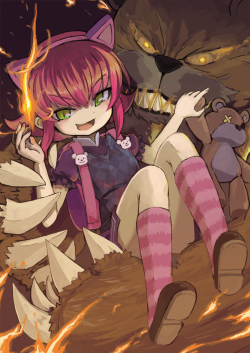 リーグ・オブ・レジェンド、annie hastur、tibbers、子供、火、熊、ピンクの髪 | Sankaku Channel