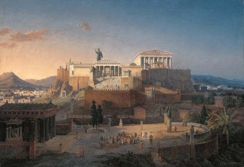 greekromangods:Ideale Ansicht der Akropolis und des Areopag in Athen1846Leo von Klenze (1784–1864)Oi