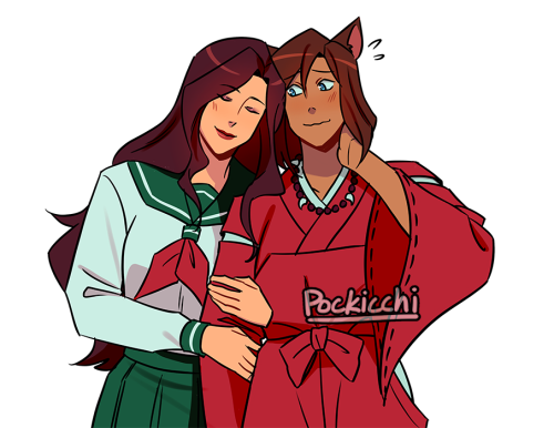 got commissioned to draw korra as inuyasha and asami as kagome