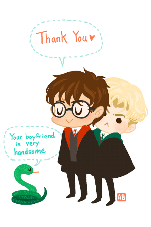 purplehotmess: arbutus-blossoms:“ What is it saying Harry?” ☆ Just wanted to draw Harry 