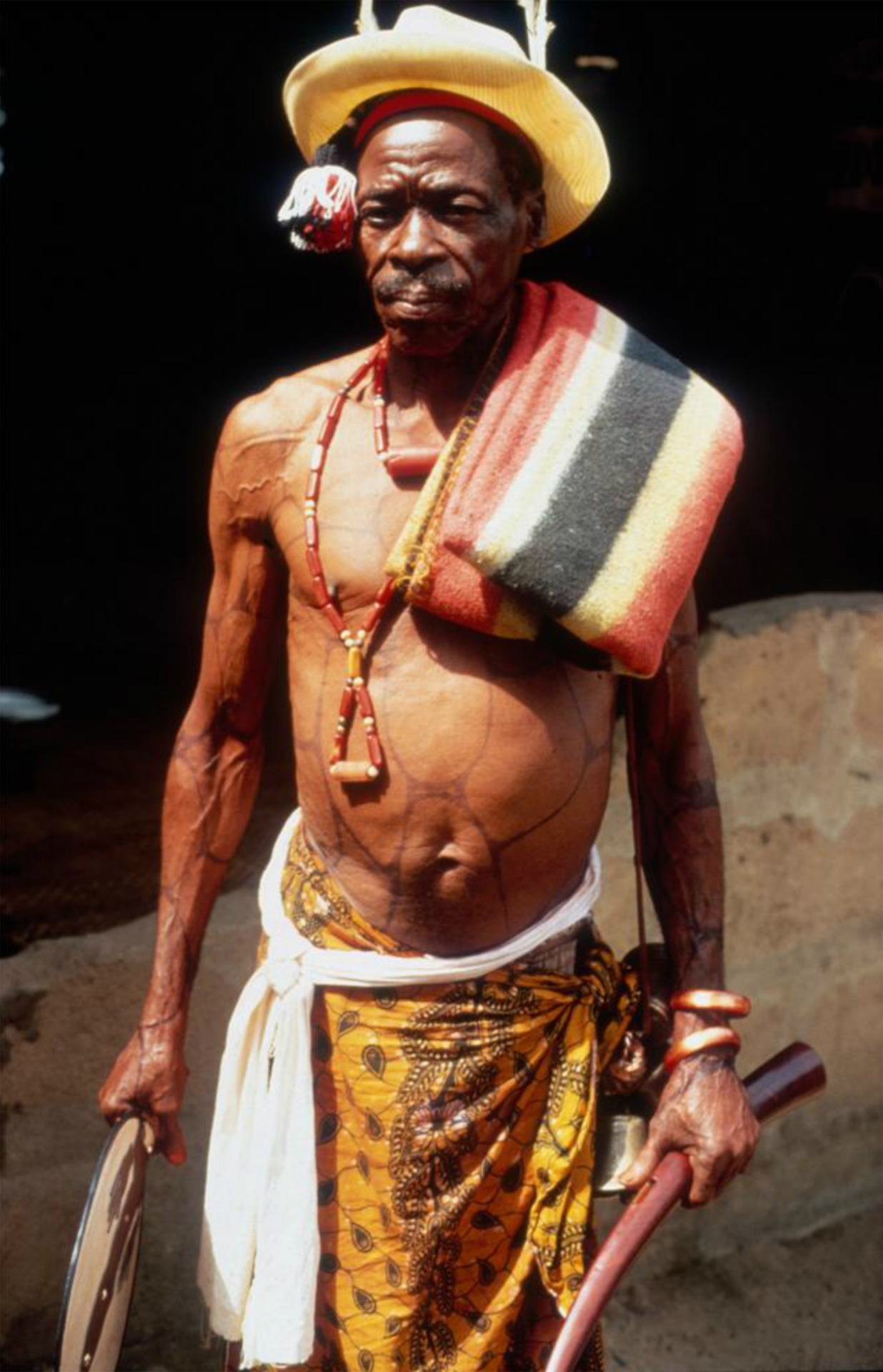 ukpuru:  Titled Igbo man with uli and regalia, Mgbala Agwa. Photo by Herbert Cole,