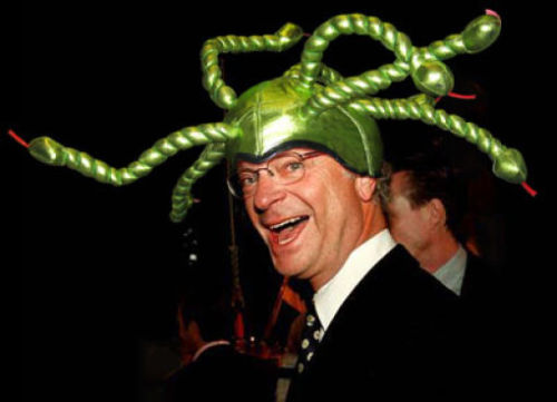 the-absolute-best-posts:mother-rucker:King Carl XVI Gustaf of Sweden Wearing Silly Hats 