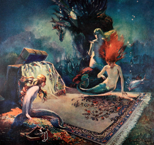 michaelmoonsbookshop:Mermaidsunusual advertising artwork for Carpets, 1930′s[Sold]