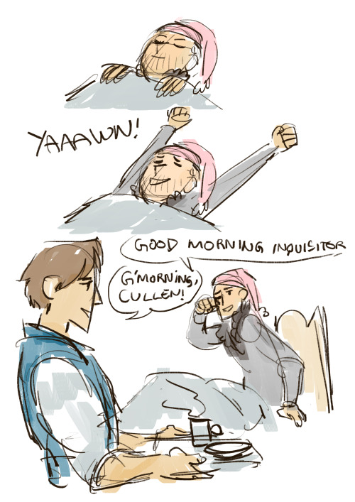 audacityinblack:hollyoakhill:After that day Vivienne and Dorian volunteered as Cullen’s personal sty