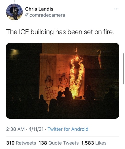 ICE Building Set On Fire Last Night In Portland 4/10/21
