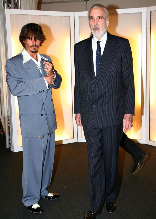 Behind the Scenes: Johnny Depp, Vanessa Paradis, Christopher Lee and his wife Gitte Lee, Naomi Campb