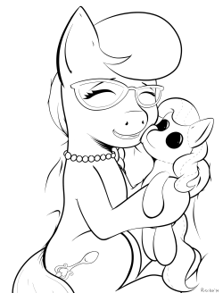 risckespot:  Some Silver Spoon cuddling a plushy of her bestest buddy.  Cute~ :3