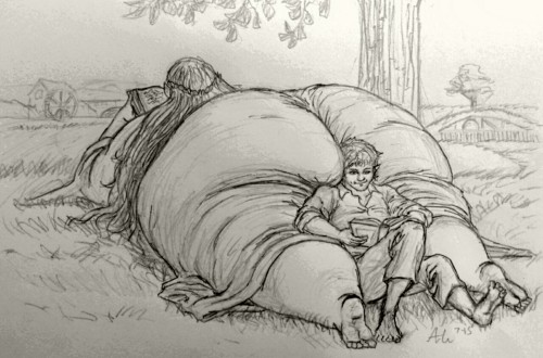 Living in a Hobbit Paradise: pt. 5 & 6  Elf and hobbit relaxing outdoors. Hobbit seamstresses tr