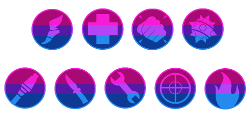 theyreallbi: Bi Pride TF2 class symbols. I would have them separate bu that would be four posts, fee