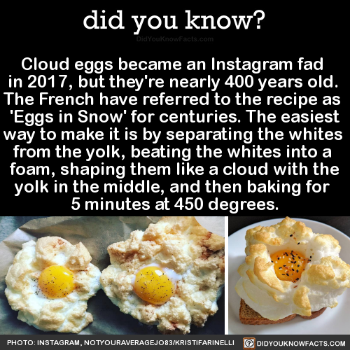 did-you-kno:  Cloud eggs became an Instagram fad  in 2017, but they’re nearly 400