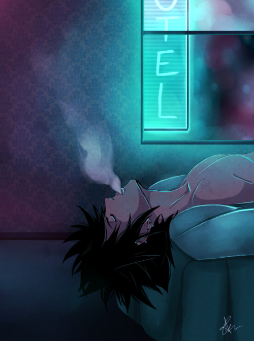 rottenbunnyx: Vanitas in his hotel room thinking about life + color palette