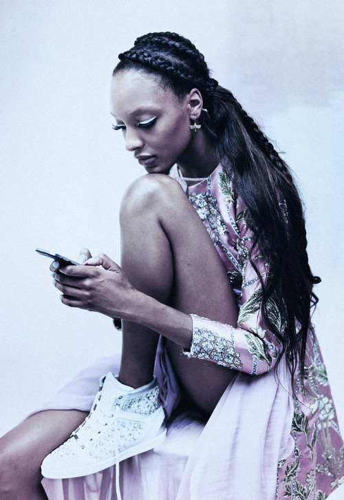 deprincessed: Haute In The City: Jourdan Dunn wears a glazed rosy pink silk brocade coat set with i