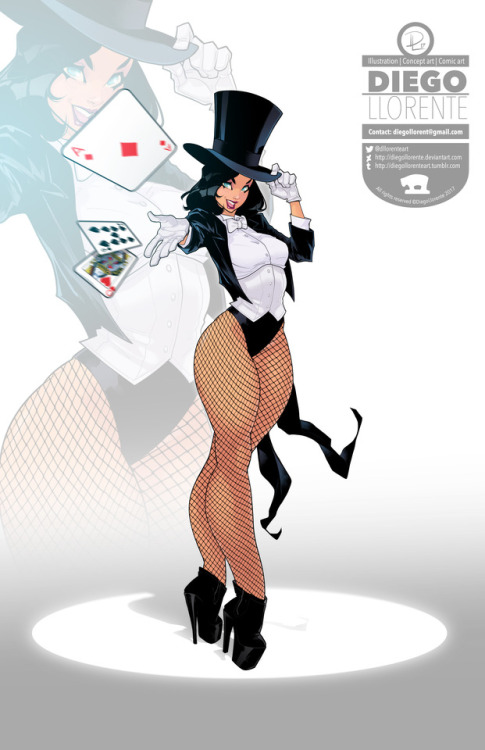 diegollorenteart: The great @hugotendaz suggested Zatanna for this week’s #FanArtFriday so I worked my magic and boom! :D  I accept ideas 4 next week!  Have a great weekend everyone! ;)  I’m charmed :) Love how you drew her, love dem legs.