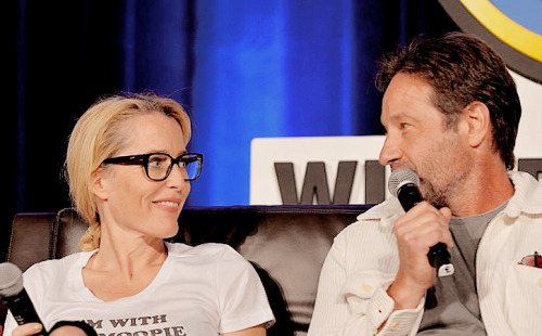 gilliankatic:Gillian Anderson and David Duchovny onstage during Wizard World Comic Con Chicago 2016 