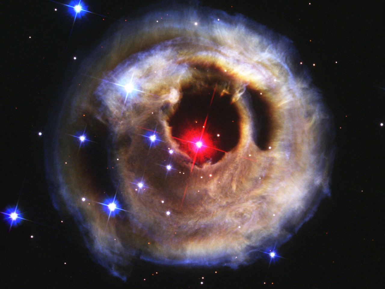 just&ndash;space:  The echoing of light through space caused by an unusual stellar