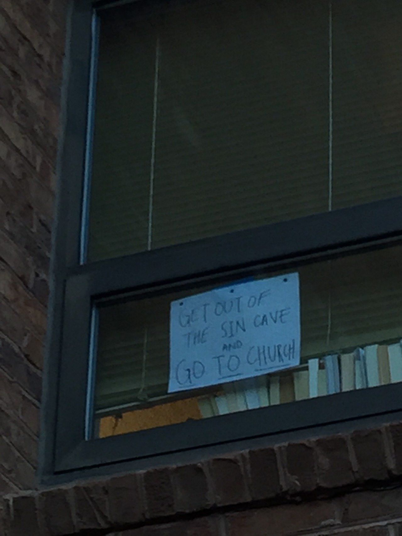 maryjanewatson:  on the way to the caf we saw these signs in windows facing each