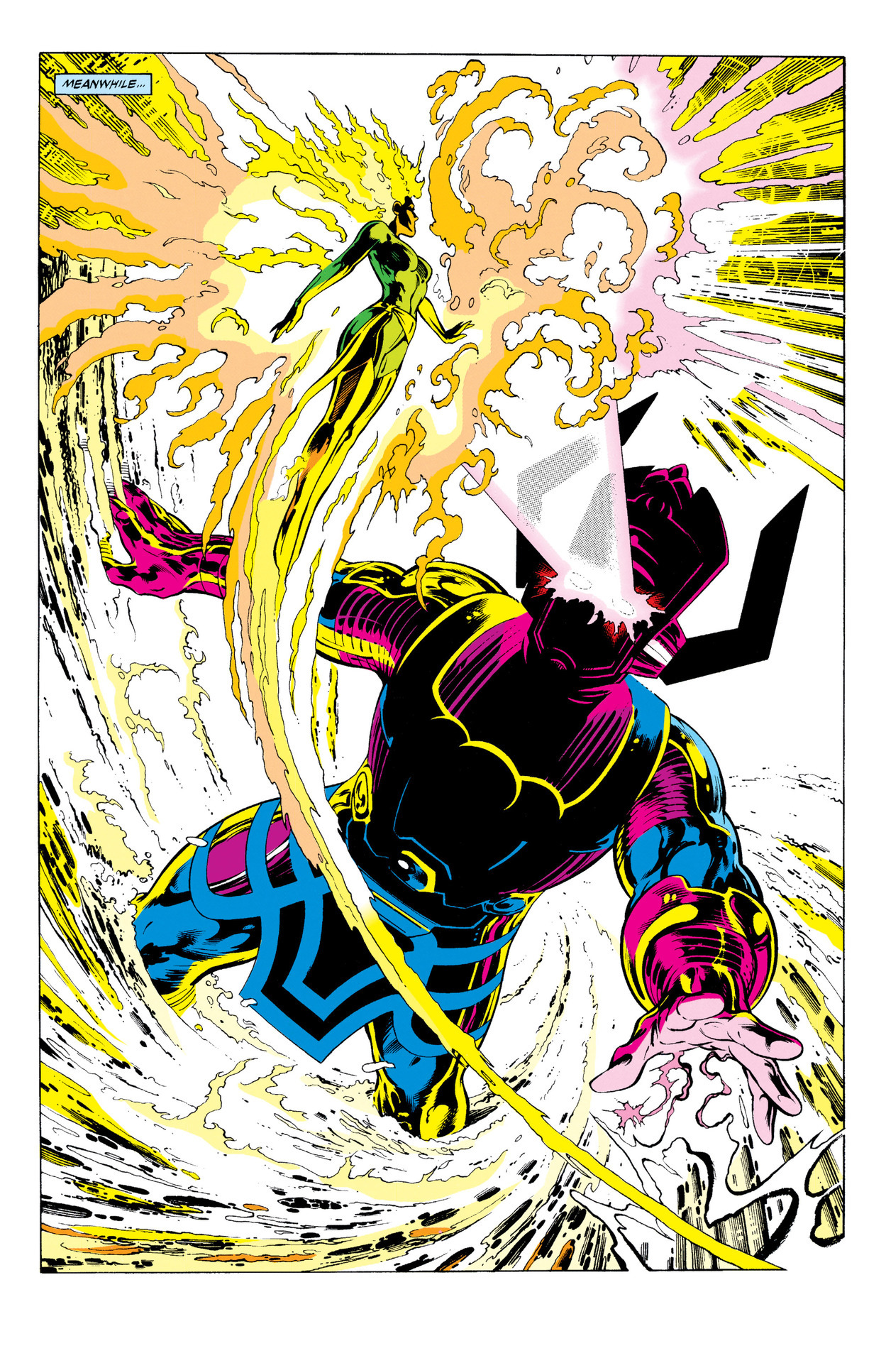 comicsforever:  The Phoenix Vs Galactus // art and words by Alan Davis (1992)Have
