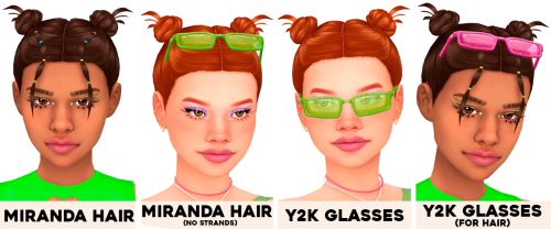 ikari-sims: Miranda Hair + Y2K GlassesHello there cuties! I bring something simple but cute today. I