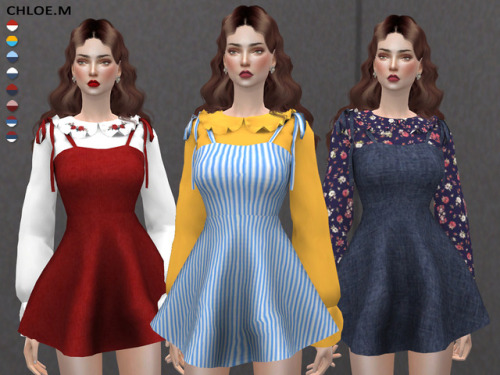 chloem-sims4: Dress with blouse Created for: The Sims 4 8colorsHope you like it!Download:TSR