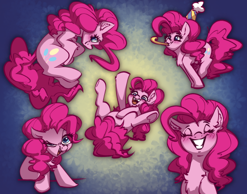 witchtaunter:A bunch of Pinkie Pies I sketched out while in Canada, which was then cleaned up, colored, and shaded by Lux Arume