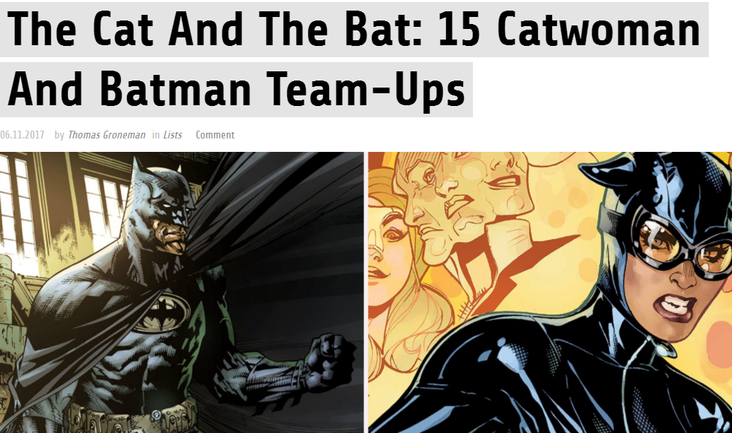 Bat and Cat Romance — /catwoman-batman-team-ups/ Nice...