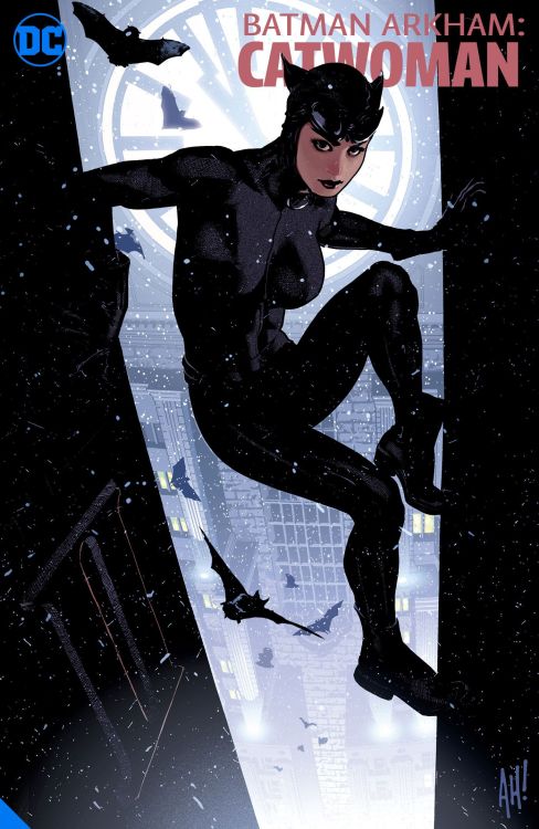 DC Comics for August 2021: this is the cover for Batman Arkham: Catwoman, drawn by Adam Hughes.