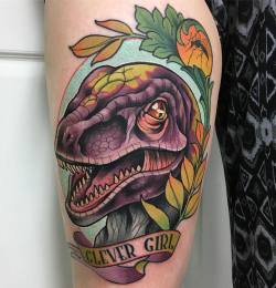 rizzabootattoos:  Raptor action for Maddie today, well done lady you say so well!🦄✨ Tattooed this at the awesome @area51tattoo. #jurassicparktattoo #velociraptortattoo #raptortattoo #clevergirl #area51tattoo #rizza_boo #bathstreettattoocollective