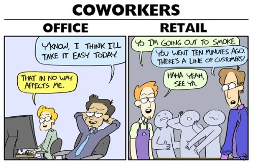 suddenlycomics: czarsstar: fun-ta-mental: raverenn: pr1nceshawn: Reasons Why Retail Jobs are Harder 