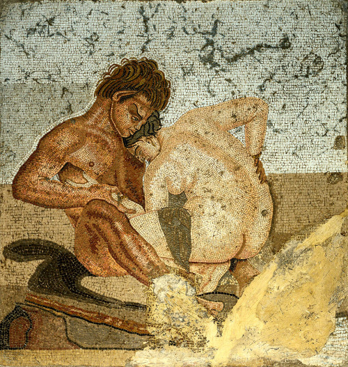 themusewithinthemusewithout:Satyr and Nymph, mosaic from Pompeii, 2nd century BC