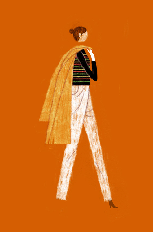 Art and fashion # 1 This illustration stand out to me from it vibrant color orange to its emphasis o