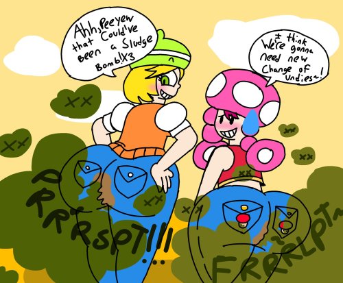 yoshizilla-rhedosaurus: Pokemon’s Farting Bianca and Toadette Farting in Jeans by FennicFantasy perf