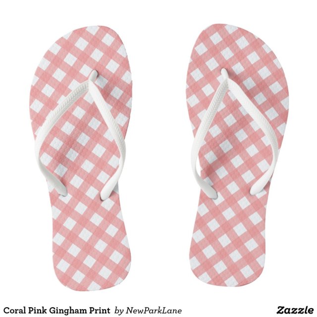 Coral Pink Gingham Print  Flip Flops - Creative, Thong-Style Hawaiian Beach Sandal DesignsBuy This Design Here: Coral Pink Gingham Print  Flip Flops

See All Creations by Fashion Designer: NewParkLane

When the beach, lake, swimming pool or backyard is calling, these awesome Hawaiian style flips flops are a fashionable answer!
Live, work and play with your feet enjoying maximum freedom and ventilation. Life really is a tropical beach in these sandals.

Product Information for Coral Pink Gingham Print  Flip Flops:
- Thong style, easy slip-on design
- Choose between 2 different footbeds and 4 different strap colors
- Similar to Havaianas®
- 100% rubber makes sandals both heavyweight and durable
- Cushioned footbed with textured rice pattern provides all day comfort
- Made in Brazil and printed in the USA #sandals#shoes#footwear#fashion#sand#style#beach#beachgirl#ootd#summer#flip flops#casual